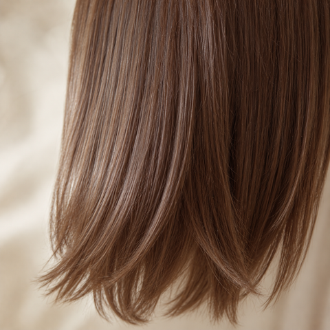 Close-up of brown hair with a blurred background